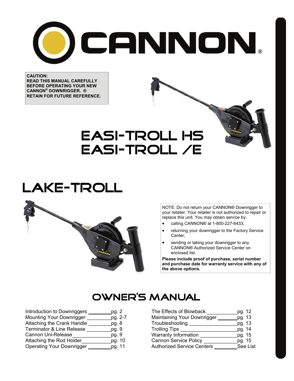 Cannon LAKE-TROLL User Manual | 16 pages | Also for: EASI-TROLL /E