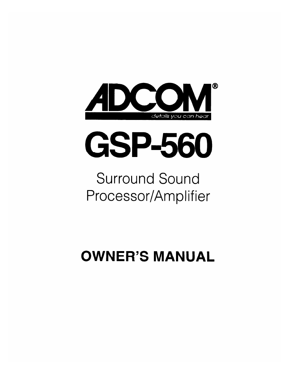 Adcom GSP-560 User Manual | 14 pages