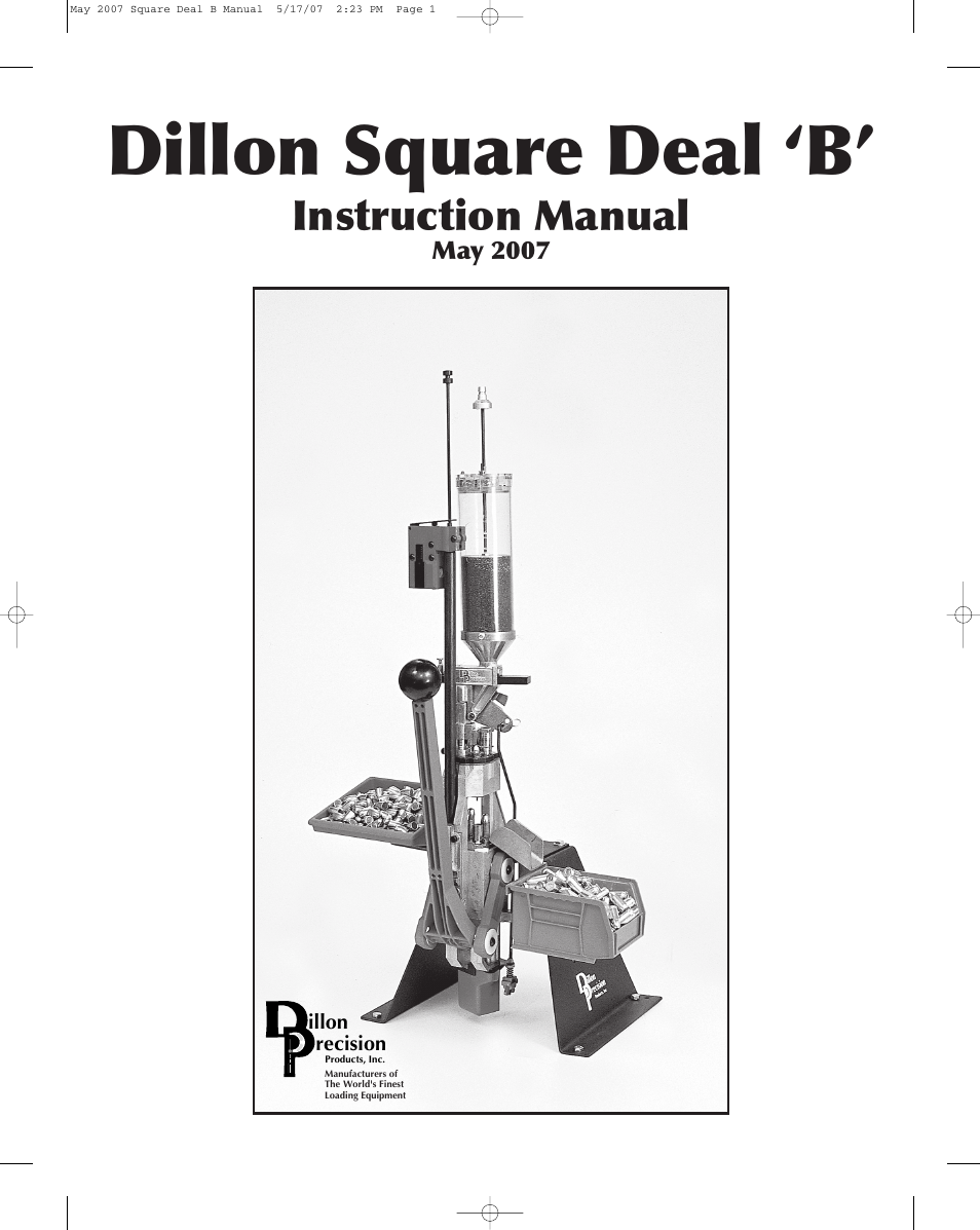 Dillon Precision Square Deal 'B' User Manual | 16 pages