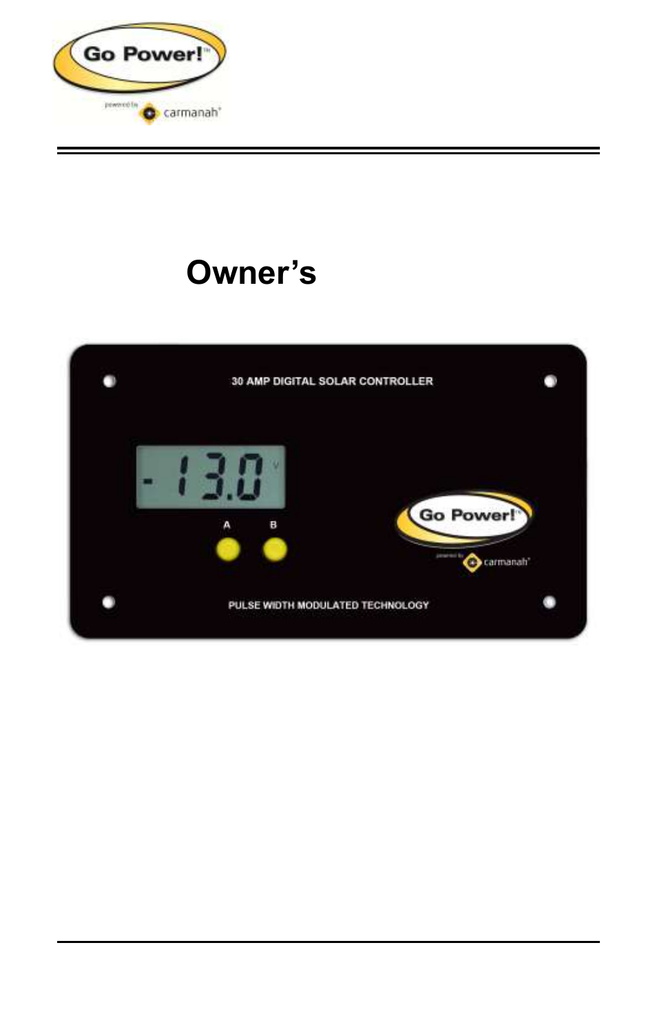 Go Power! GP-PWM-30 User Manual | 24 pages