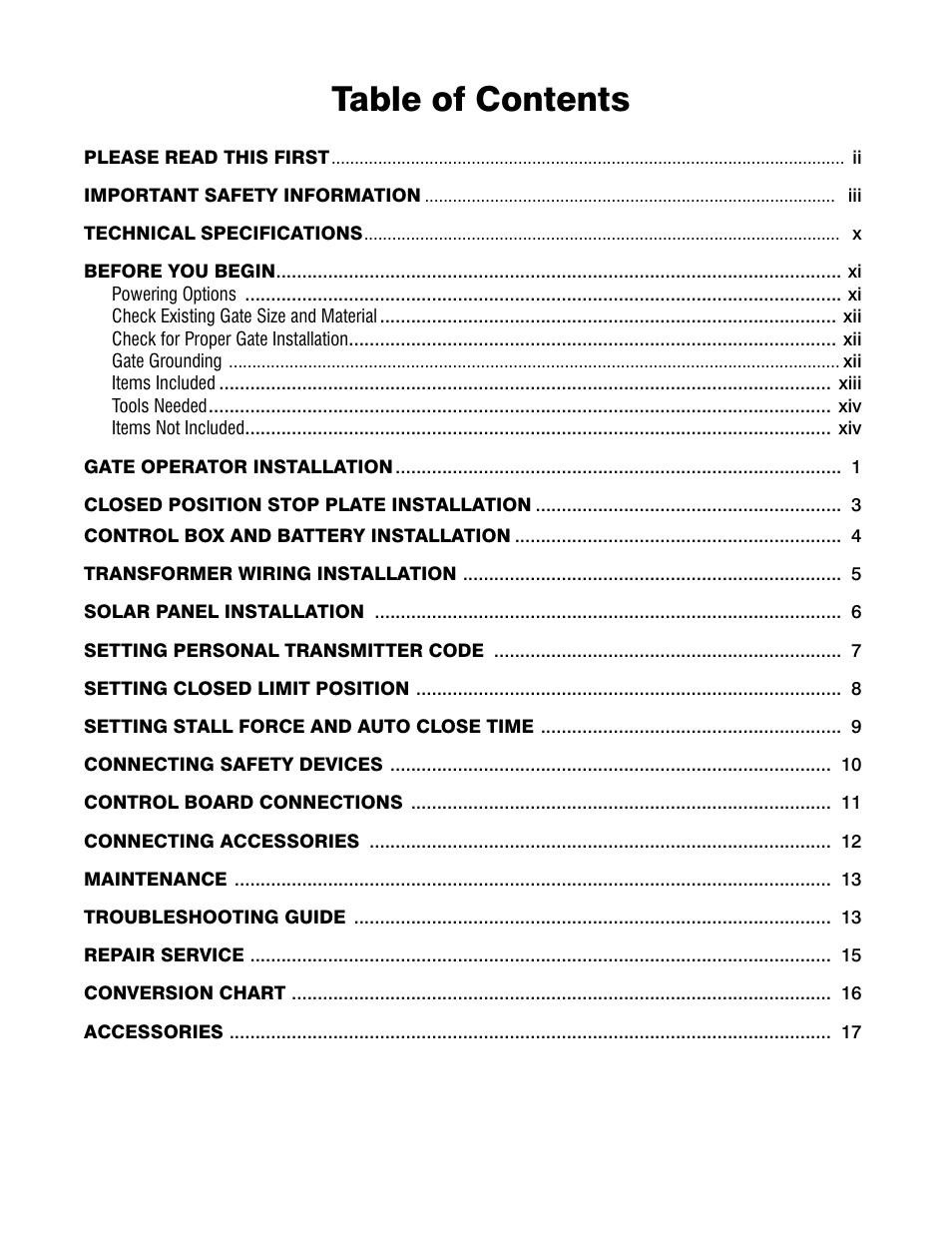 Mighty Mule FM200 User Manual | Page 3 / 36