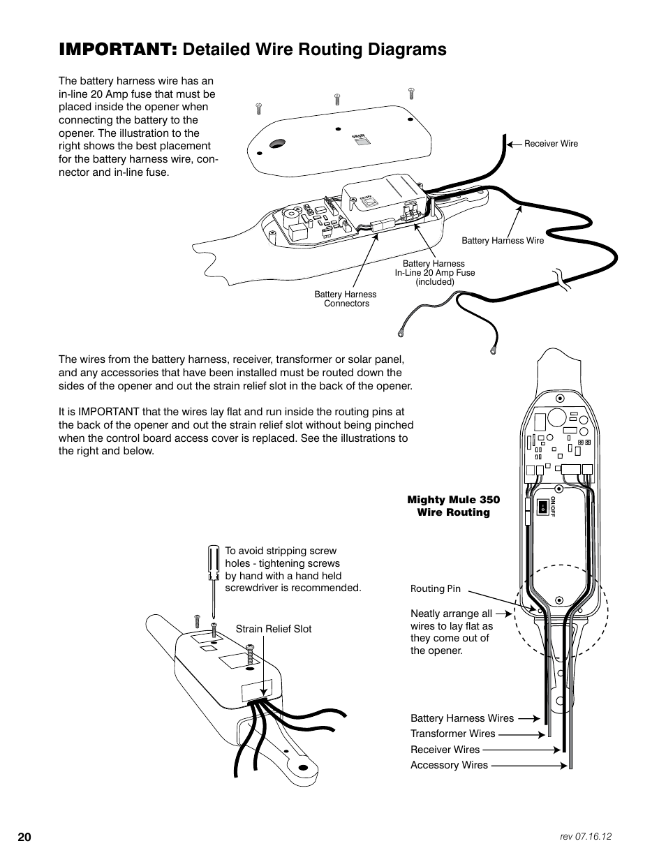 Important: detailed wire routing diagrams | Mighty Mule FM350 User Manual | Page 24 / 44