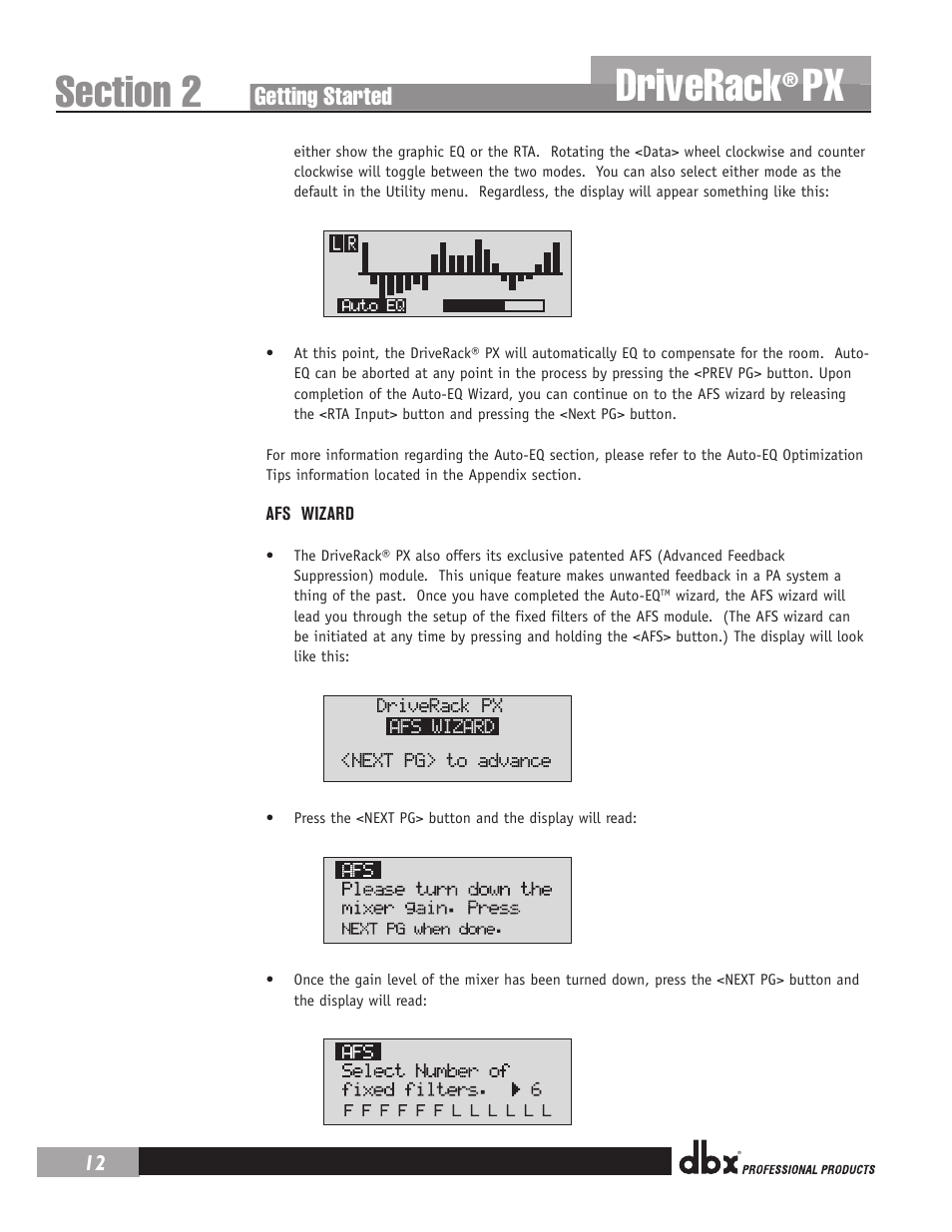 Driverack Getting Started Dbx Driverack Px Manual User