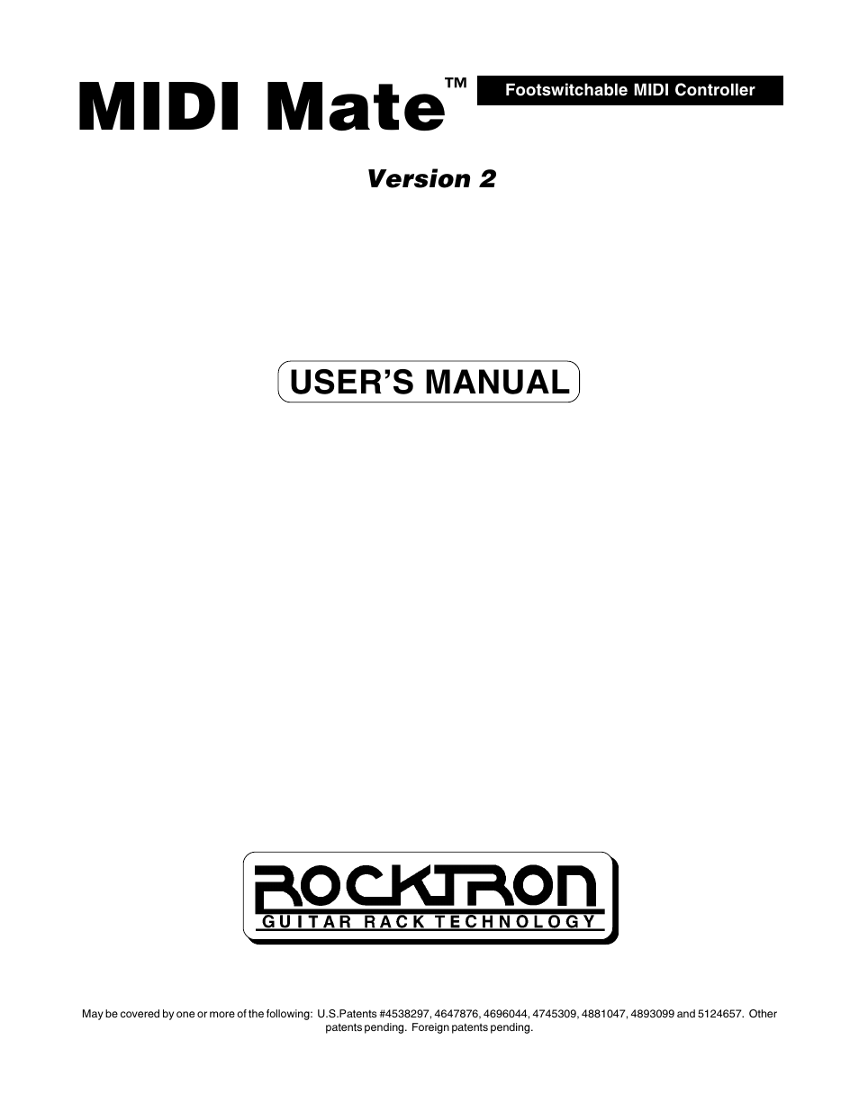 Rocktron MIDI Mate User Manual | 32 pages