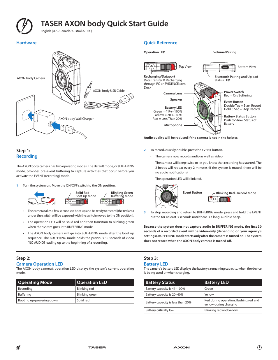 Taser axon 2 body camera user manual v3 0
