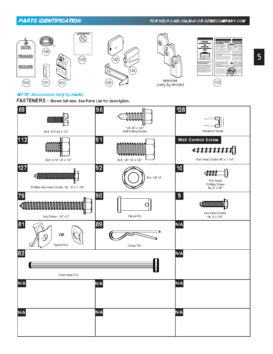 Fasteners | Genie Pro max PMX-IC B Series User Manual | Page 5 / 32