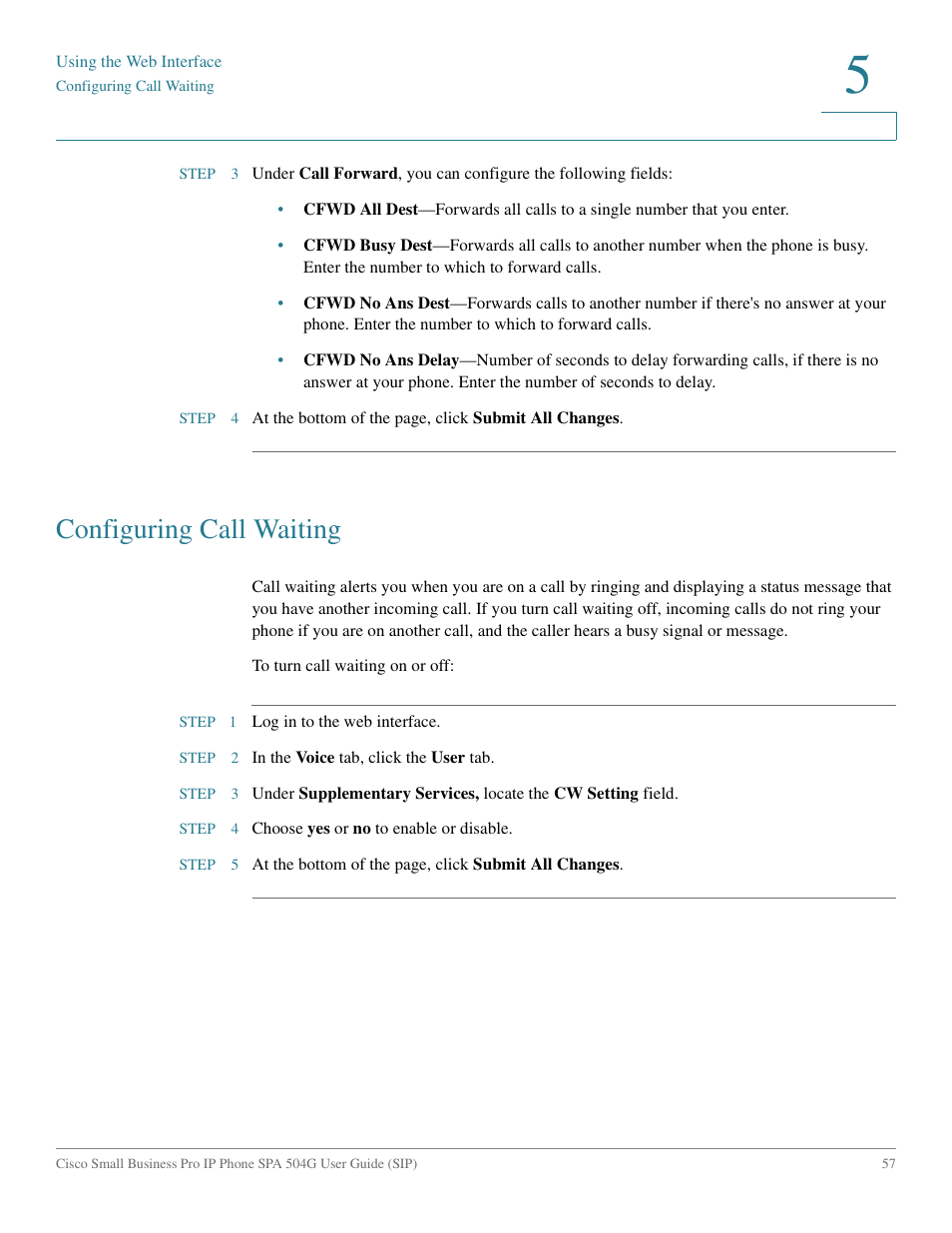 Configuring call waiting | Cisco IP Phone SPA 504G User Manual | Page