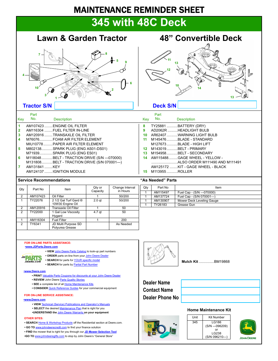 John Deere 345 User Manual 1 Page