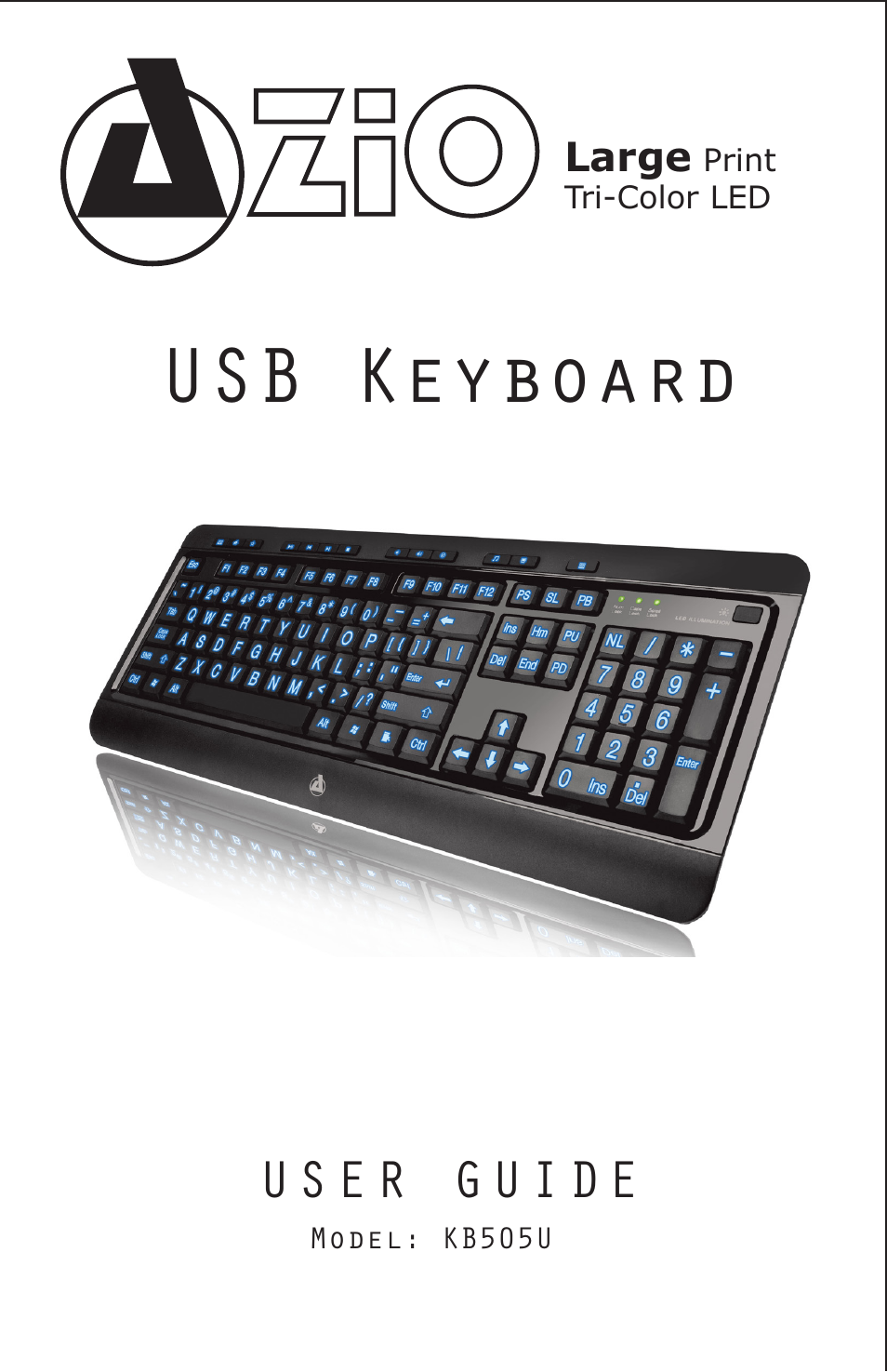 Azio Large Print 3 Color Backlit Keyboard (KB505U) User Manual | 4