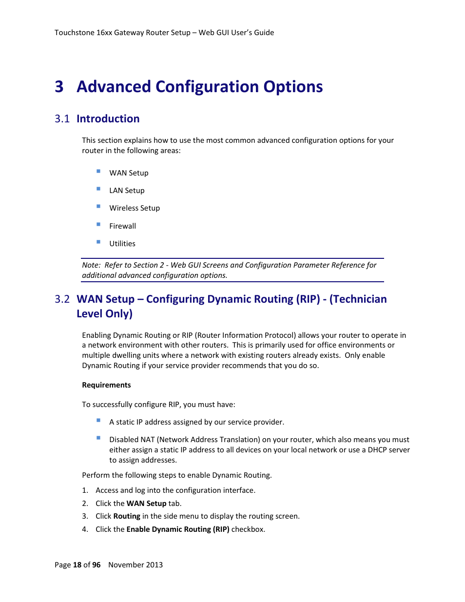 3 advanced configuration options, 1 introduction, Advanced
