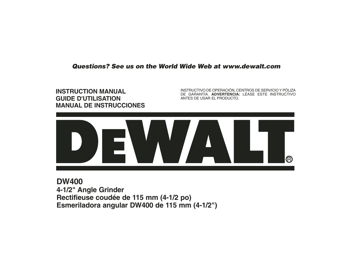 DeWalt DW400 User Manual | 45 pages