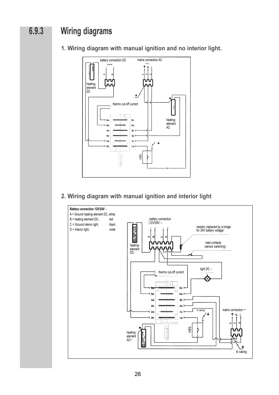 Wiring diagrams | Dometic RM 6270(L) User Manual | Page 26 / 28