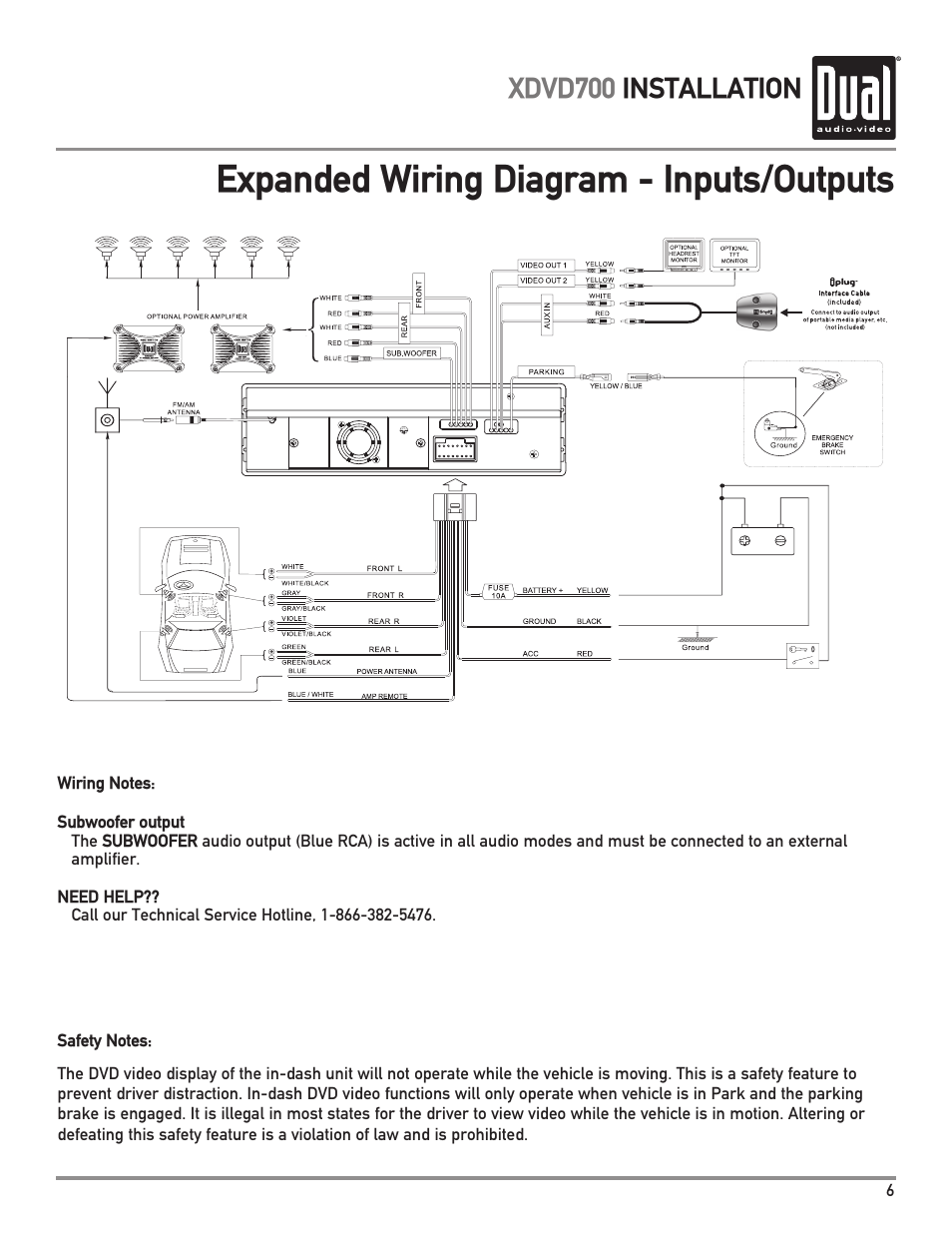 Expanded Wiring Diagram  Outputs  Xdvd700