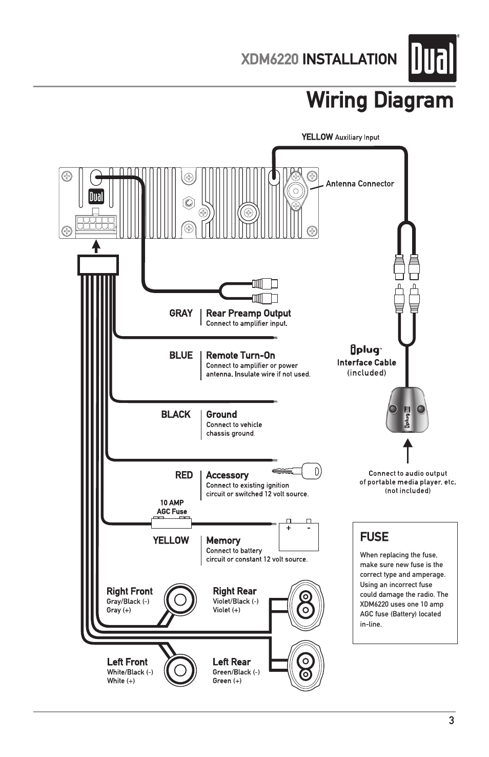 Wiring diagram | Dual XDM6220 User Manual | Page 3 / 20