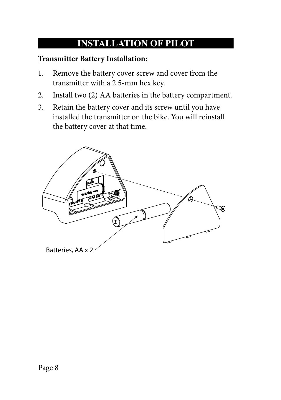 Installation of pilot | LeMond RevMaster Pilot User Manual | Page 8 / 29