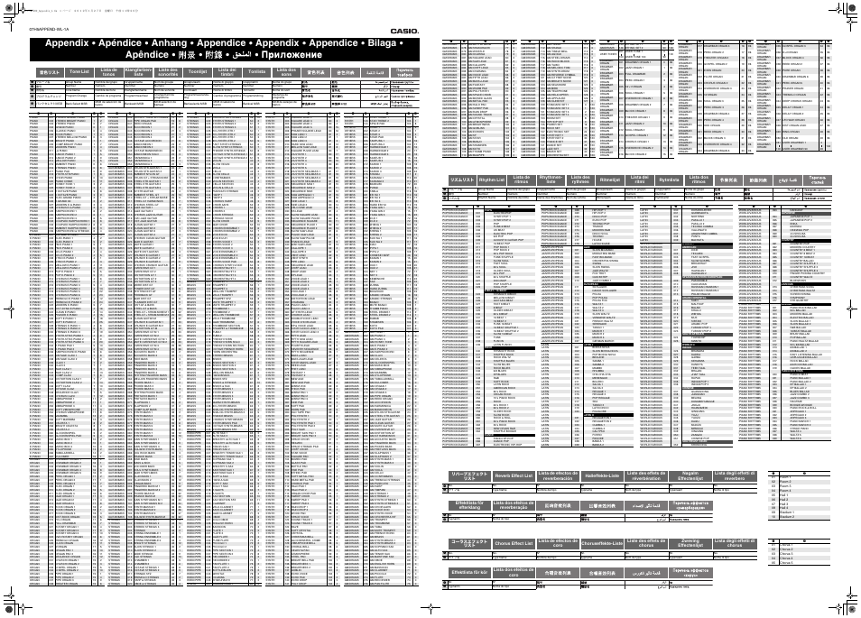 Casio CTK-7200 Appendix User Manual | 2 pages | Also for: WK-7600