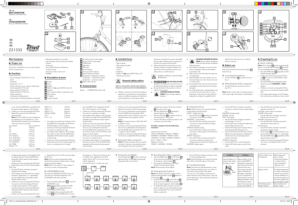 Raleigh bike computer instruction manual