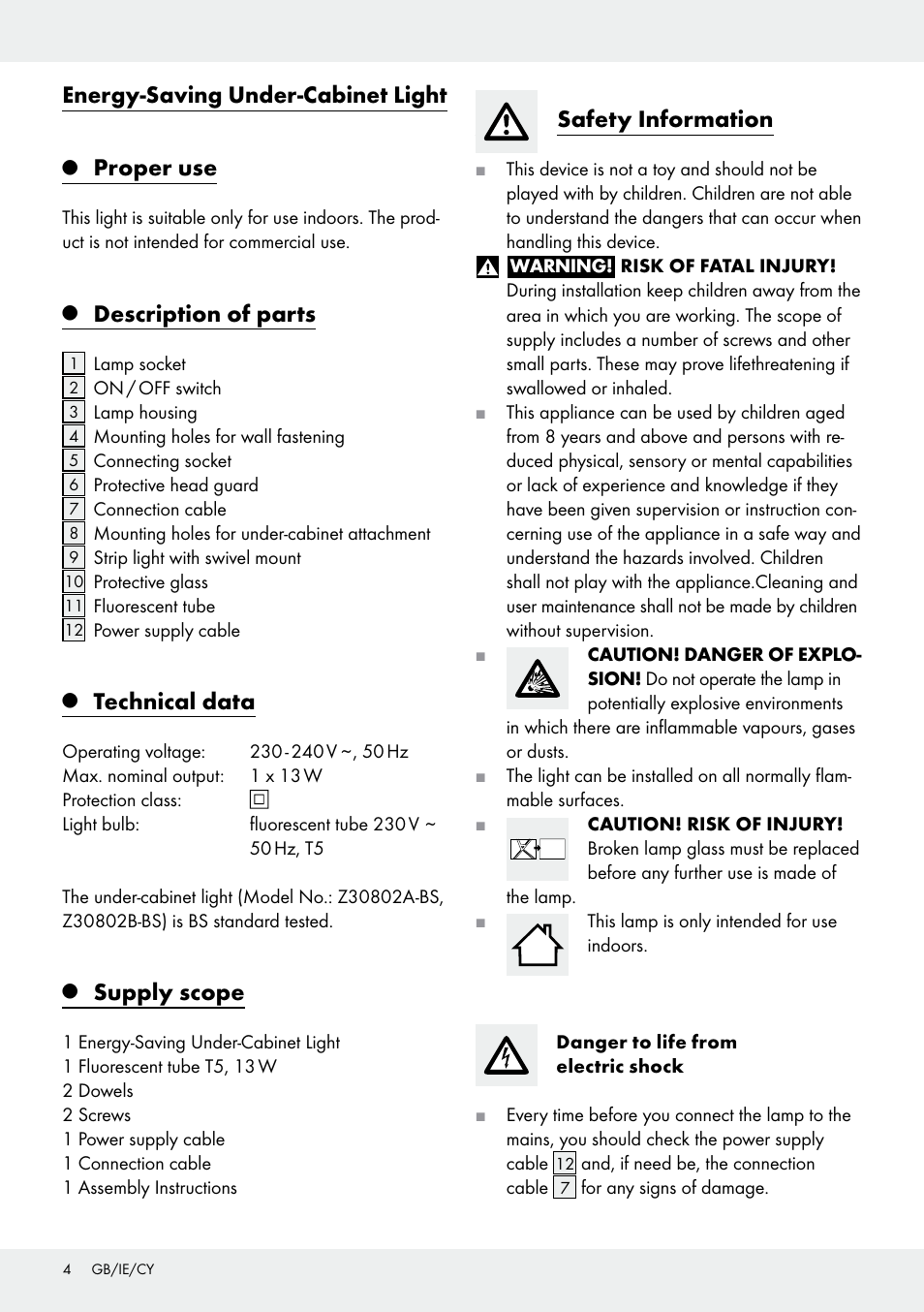 Energy Saving Under Cabinet Light Proper Use Description Of