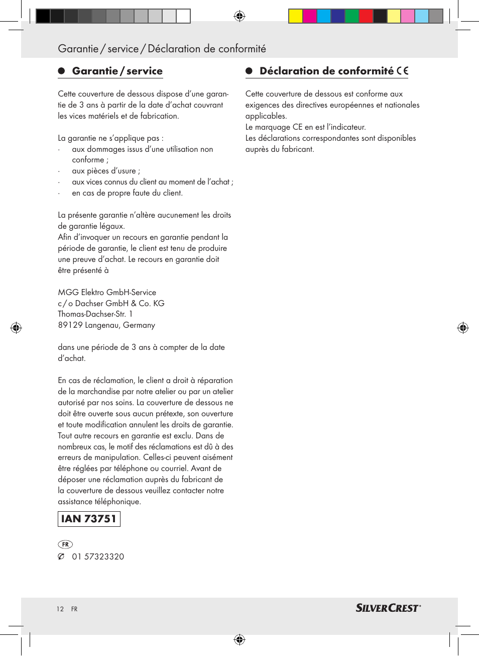 Garantie / service / déclaration de conformité | Silvercrest SWUB 85 A2 User Manual | Page