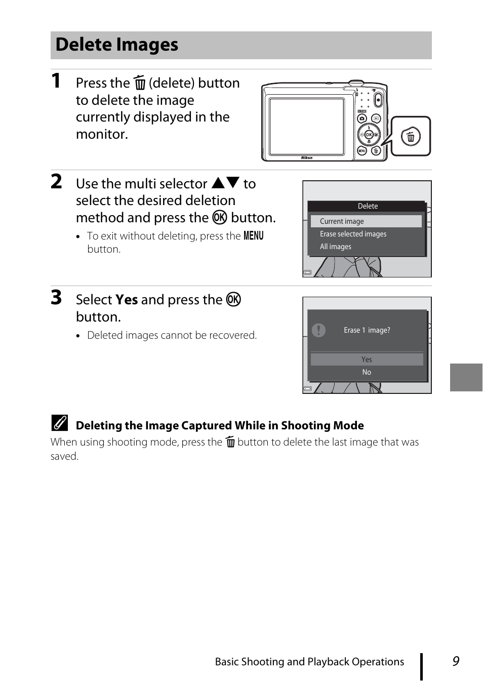 Delete images | Nikon Coolpix A100 User Manual | Page 19 / 36