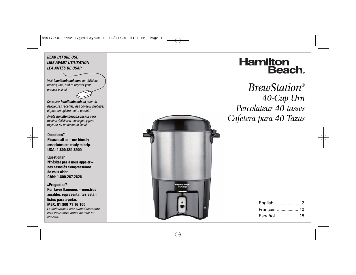 Hamilton Beach BrewStation 40540 User Manual | 28 pages | Also for