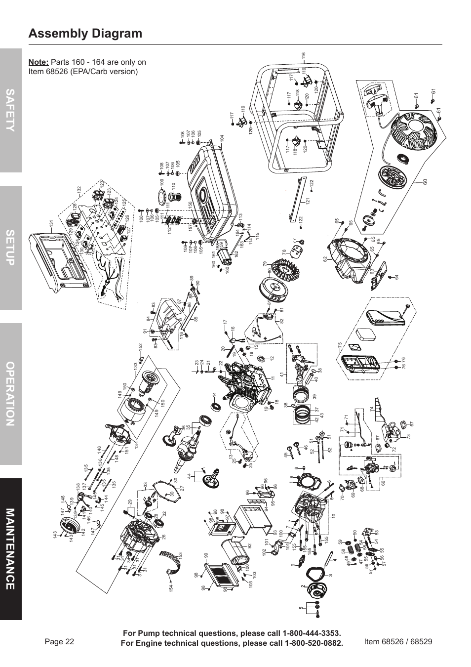 Assembly diagram, Safety o pera tion m aintenance setup | Harbor
