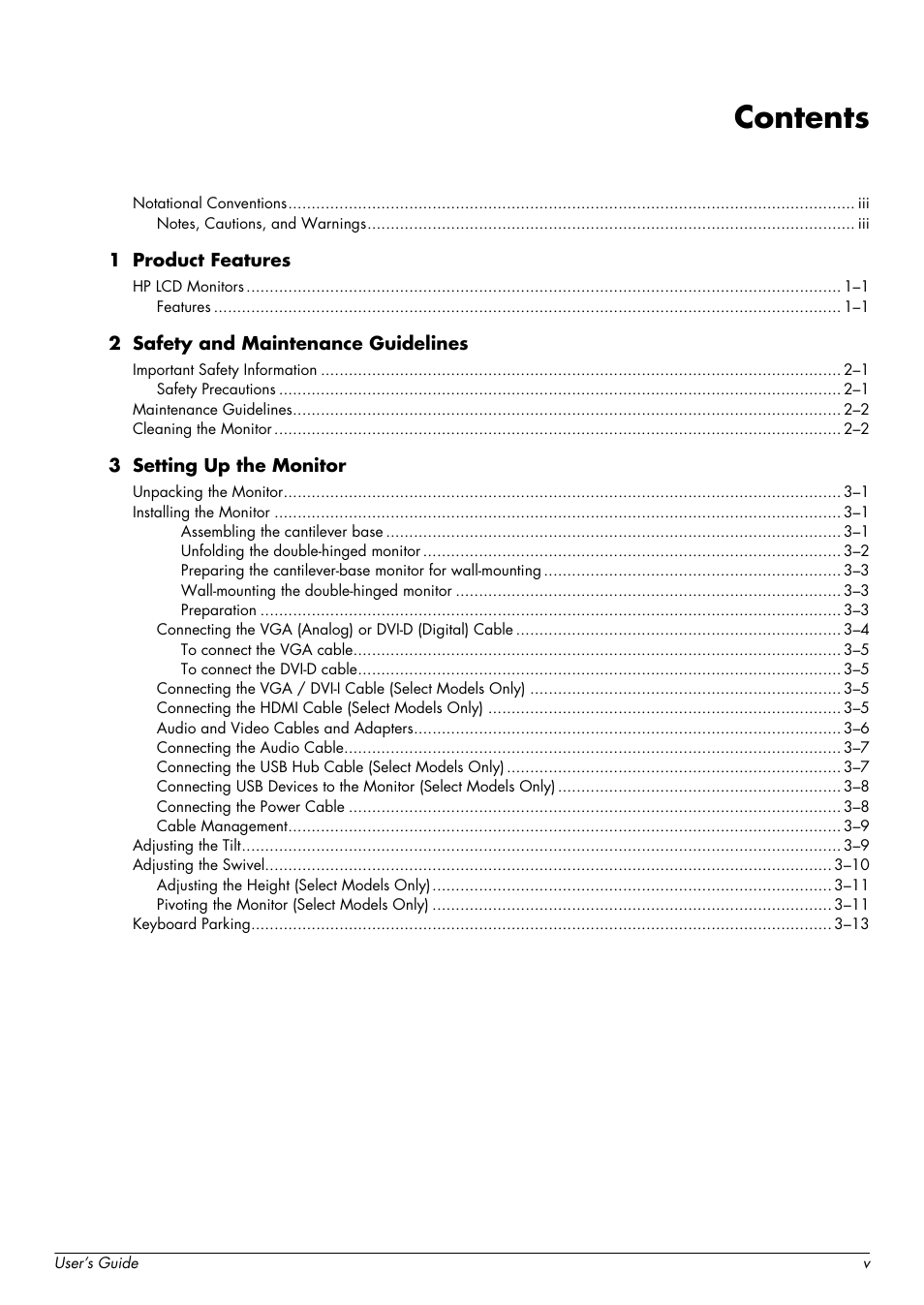 HP W2338h User Manual | Page 5 / 68 | Also for: w1858 18.5-inch LCD Monitor