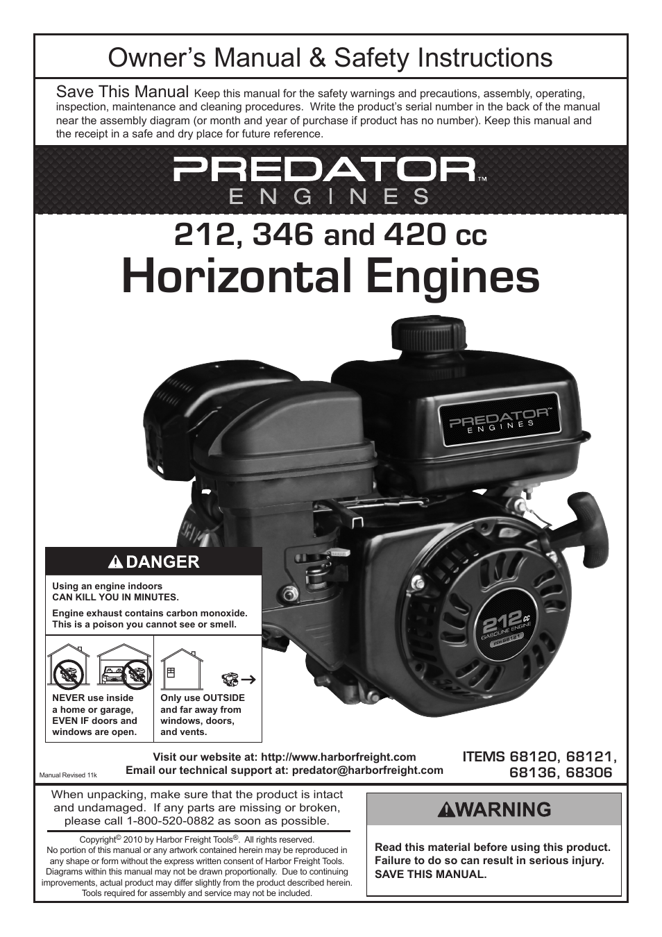 Harbor Freight Tools Predator Engines 212 User Manual | 32 pages