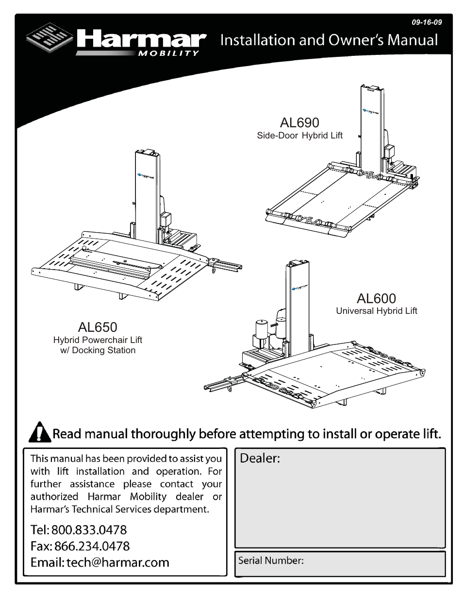 Harmar Mobility AL600 User Manual | 20 pages | Also for: AL690, AL650