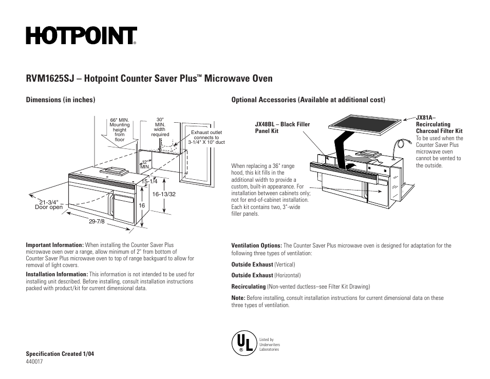 Hotpoint over counter microwave model rvm1625sj01 user manual 2017 Hotpoint over counter microwave model rvm1625sj01 user manual 2017