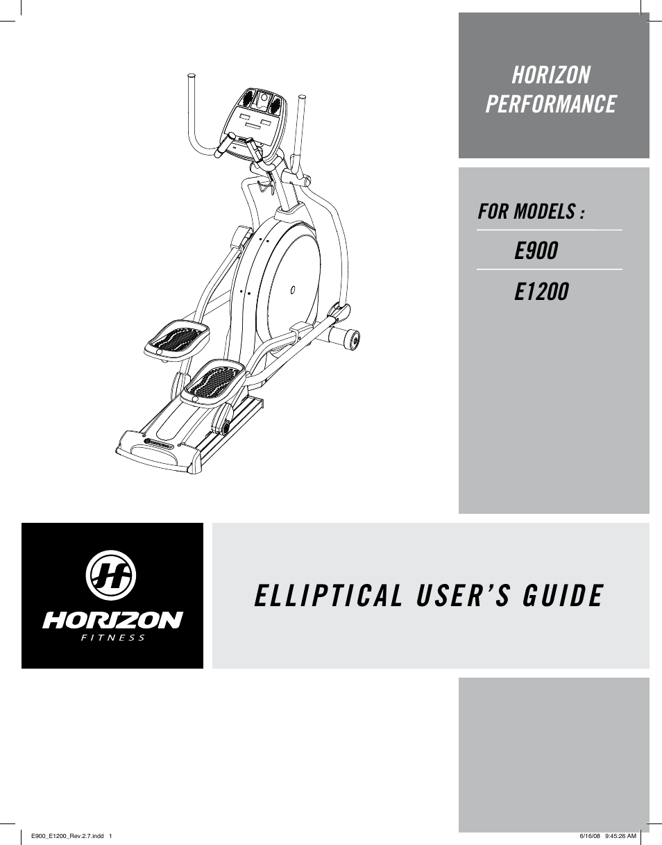 Horizon Fitness E900 User Manual | 25 pages | Also for: E1200