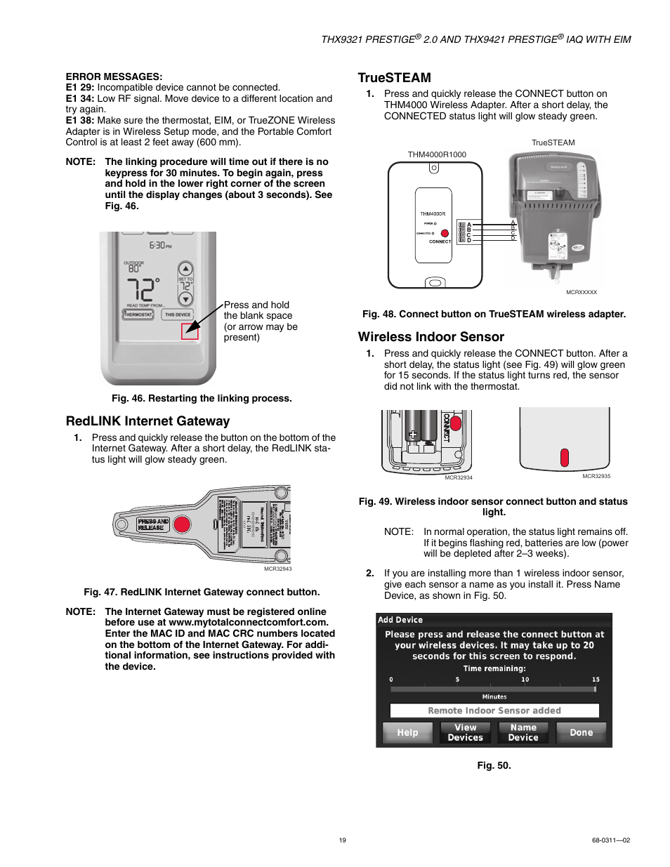 Redlink internet gateway, Truesteam, Wireless indoor sensor | Honeywell