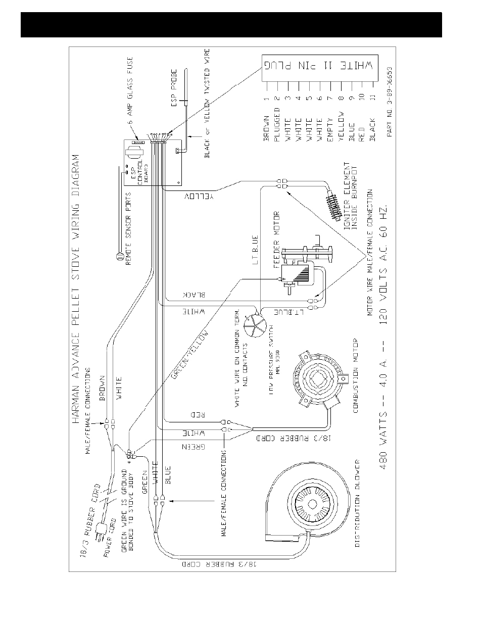 Advance wiring diagram | Harman Stove Company Advance Pellet Stove User