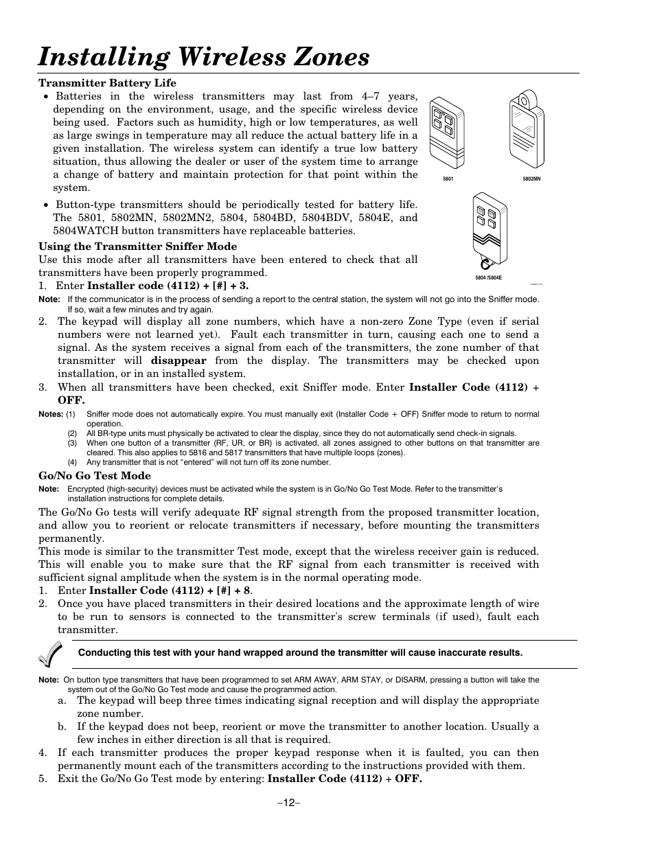 Installing wireless zones | Honeywell ADEMCO LYNXR-EN User Manual