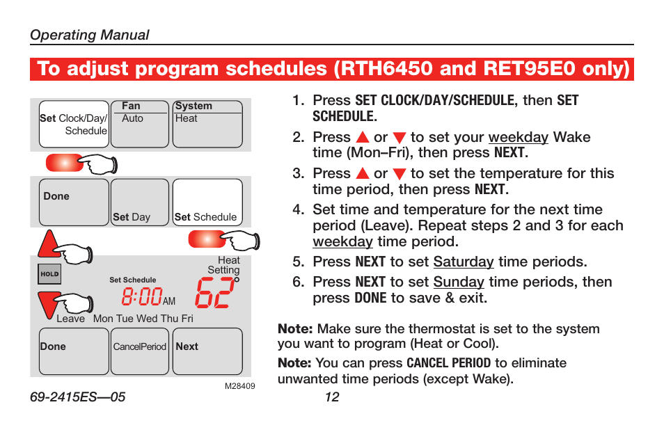 Honeywell RTH6350 User Manual | Page 14 / 56 | Also for: RTH6450