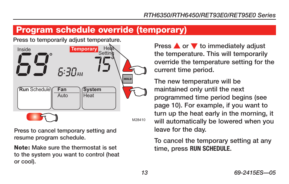 Honeywell RTH6350 User Manual | Page 15 / 56 | Also for: RTH6450