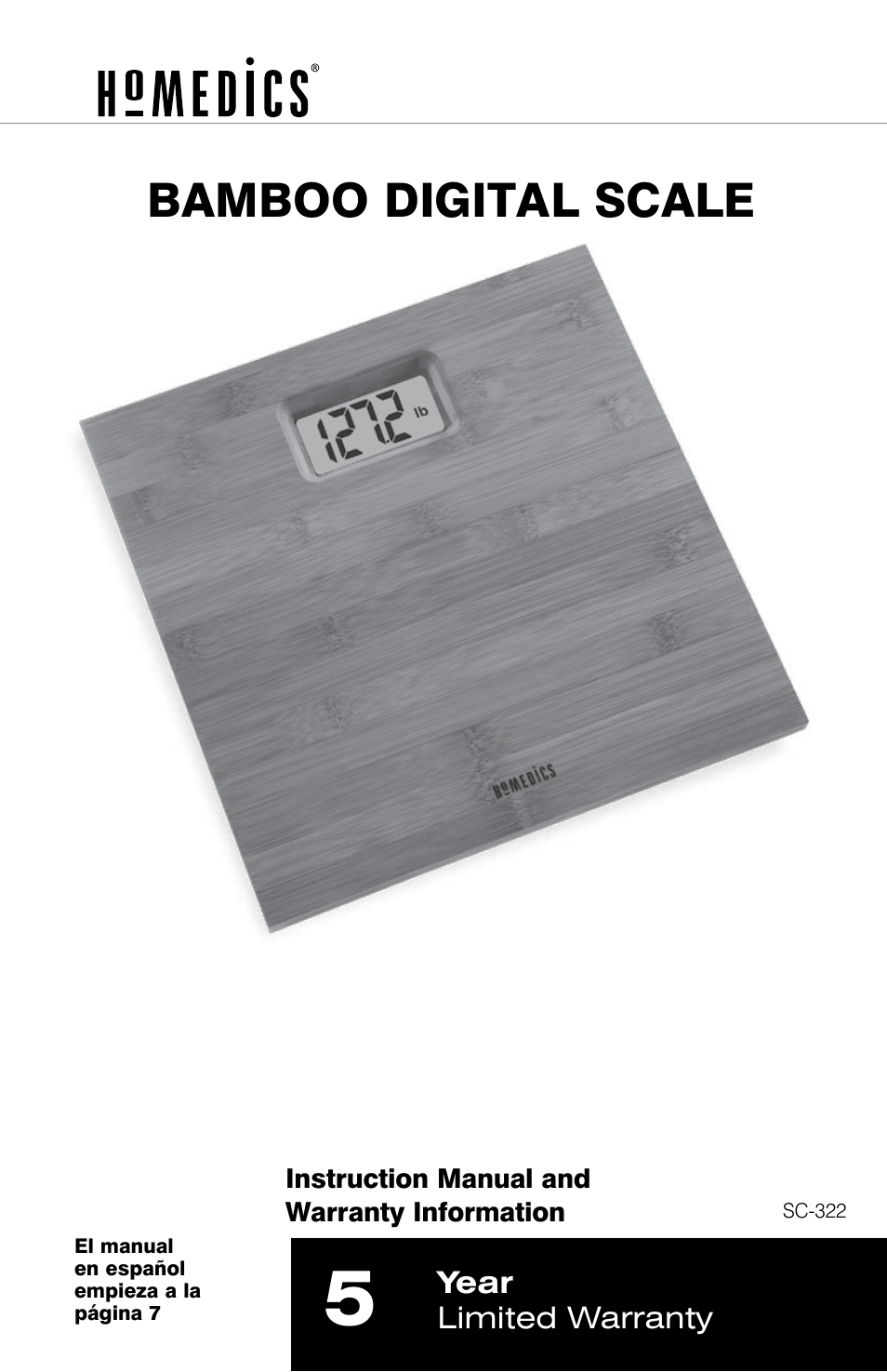 Bamboo digital scale | HoMedics Digital Scale SC-322 User Manual | Page