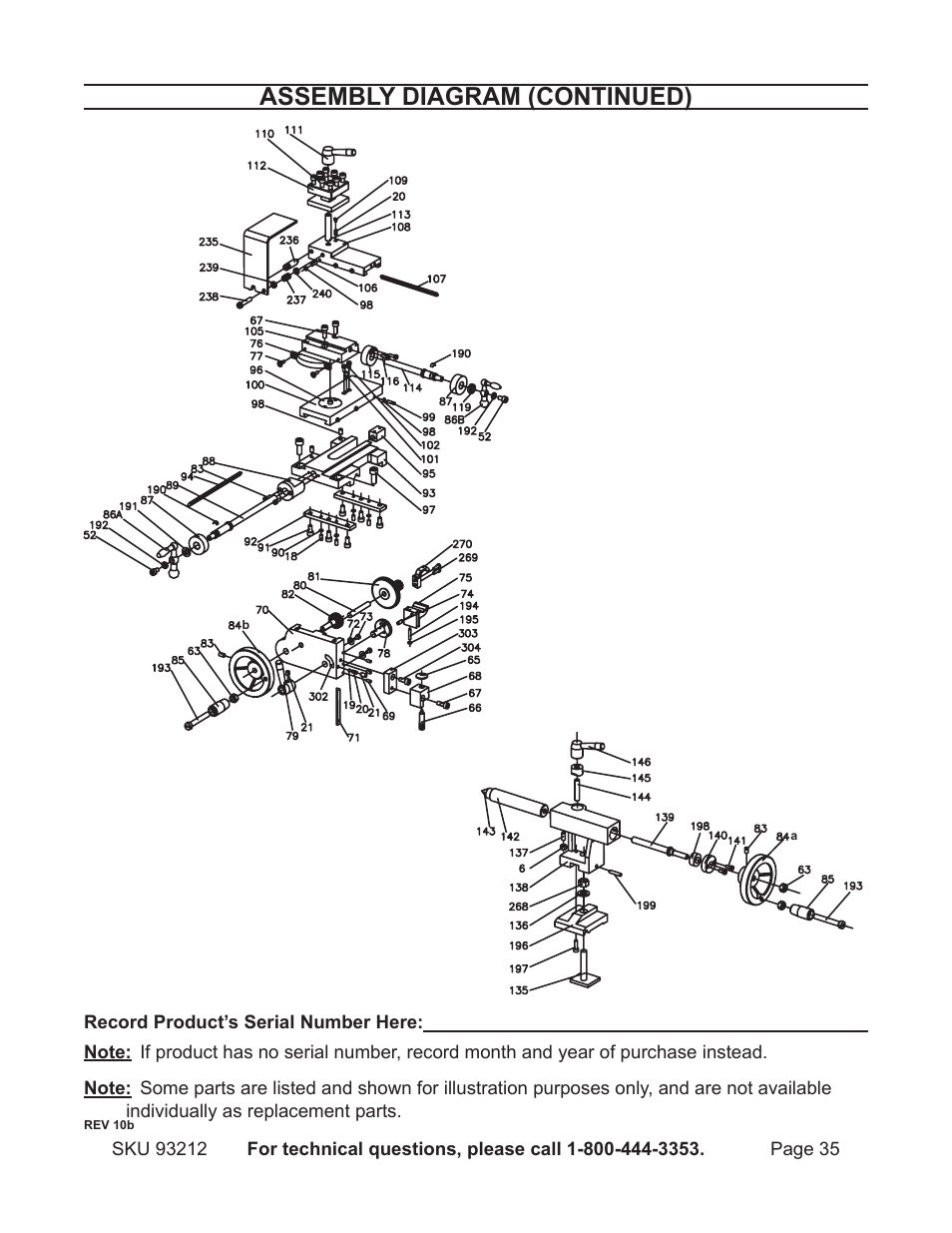 Assembly diagram (continued) | Harbor Freight Tools 93212 User Manual