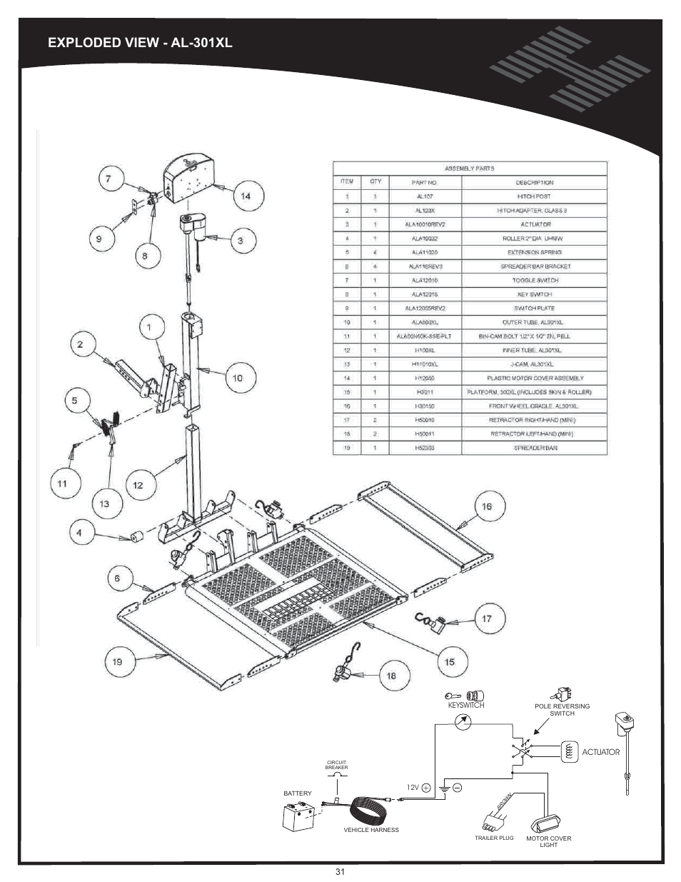 Al301xl, Exploded view - al-301xl | Harmar Mobility AL500 User Manual