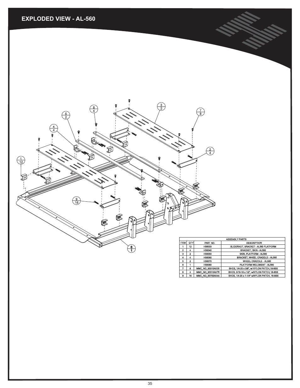 Al560 platform, Exploded view - al-560 | Harmar Mobility AL500 User