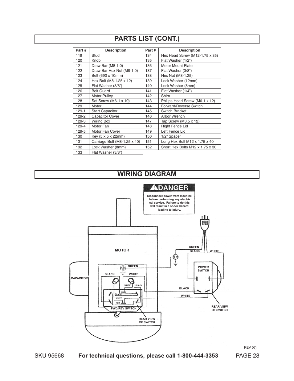 Parts List  Cont   Wiring Diagram