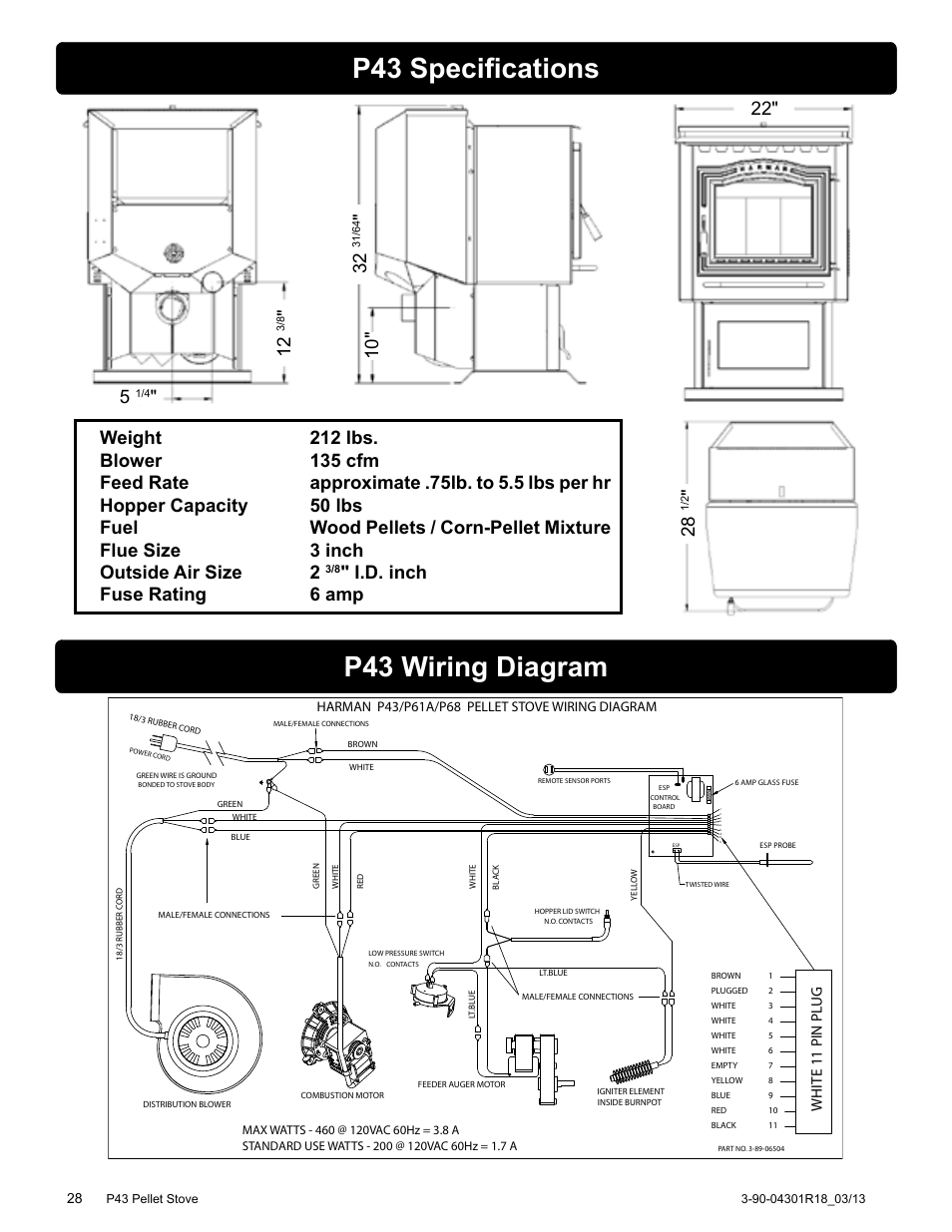 P43 Specifications  P43 Wiring Diagram  I D  Inch Fuse