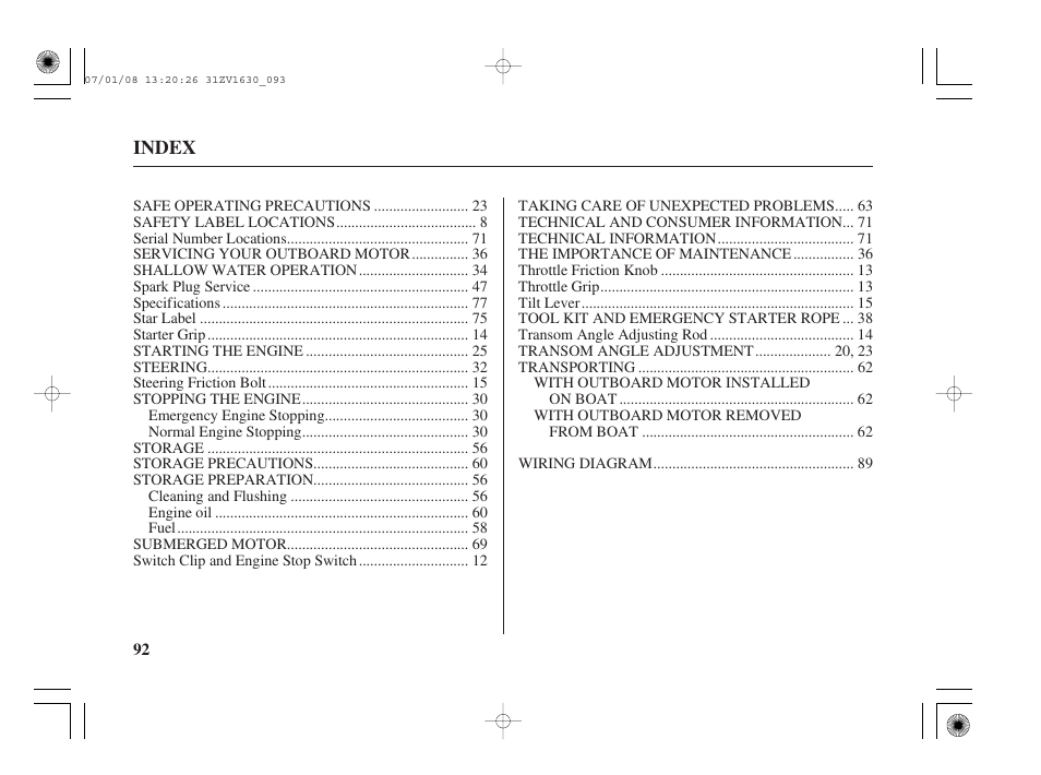 Outboard Motor Spark Plugs Chart