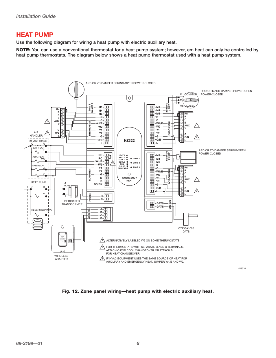 Heat pump, Installation guide, Connect power | Honeywell TRUEZONE HZ322