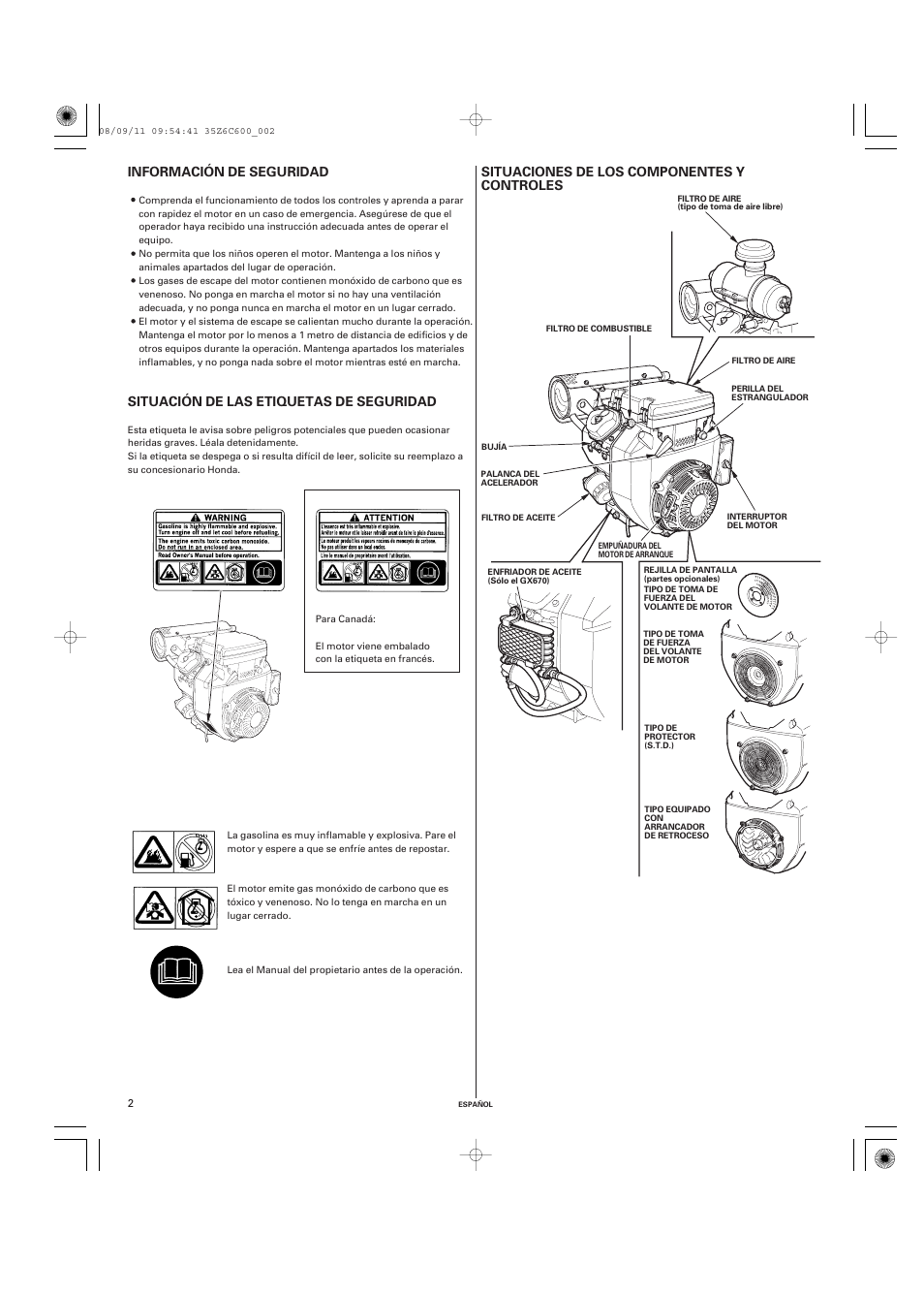 HONDA GX620 User Manual | Page 41 / 58 | Also for: GX610, GX670