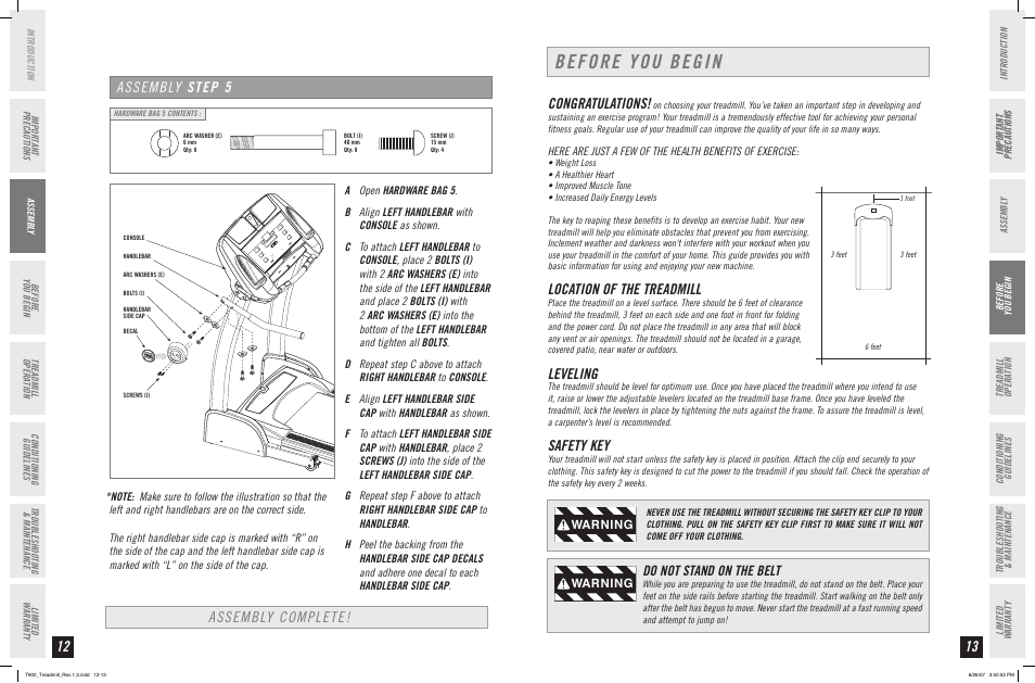 Before you begin, Location of the treadmill, Leveling | Horizon Fitness