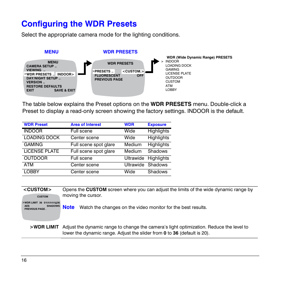 Configuring the wdr presets | Honeywell HD4UX User Manual | Page 16 / 32