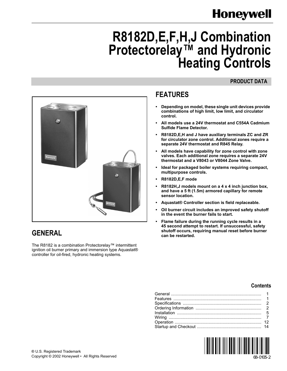 Honeywell R8182H User Manual | 20 pages