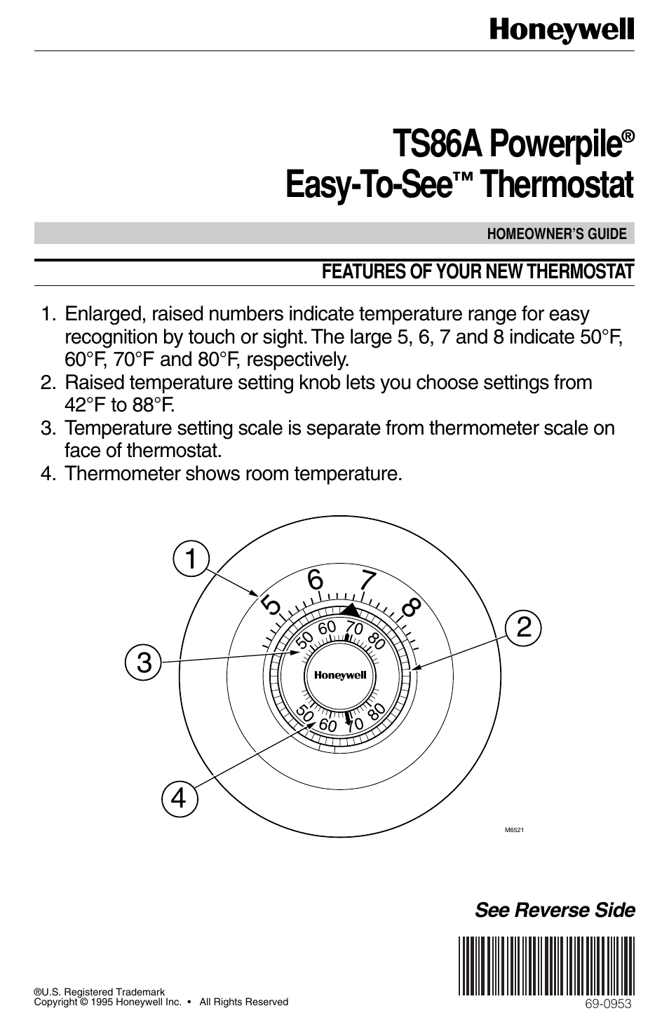 Honeywell POWERPILE TS86A User Manual | 2 pages