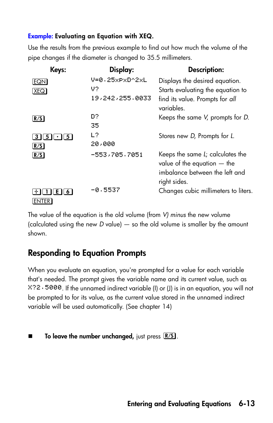 Responding to equation prompts | HP 35s Scientific Calculator User Manual | Page 115 / 382